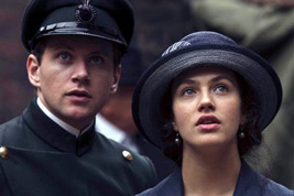 Allen Leech and Jessica Brown-Findlay as Branson and Lady Sybil